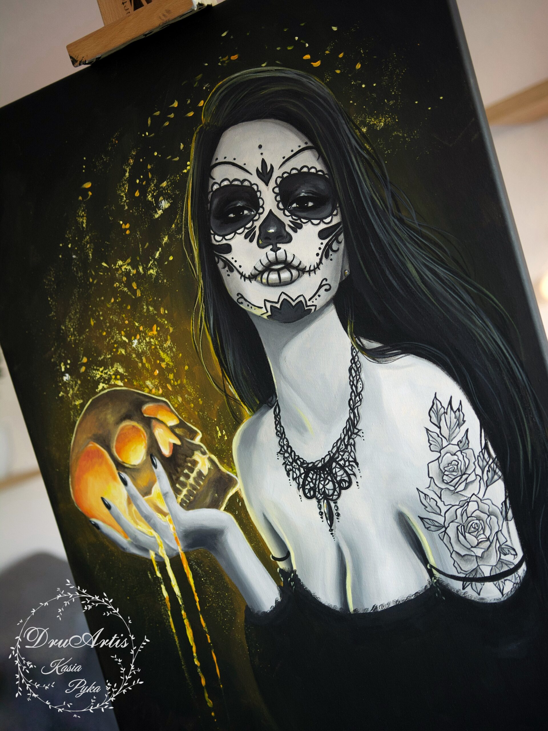 d2a02f_ee6f5736027d41b08fde986d56ae3b16mv2-1.jpg Santa Muerte - obraz na płótnie 60x80 cm - obrazek 1